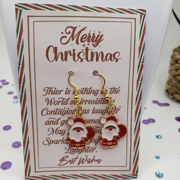 Hand Made Earrings Santa Claus - Picture 1 of 1